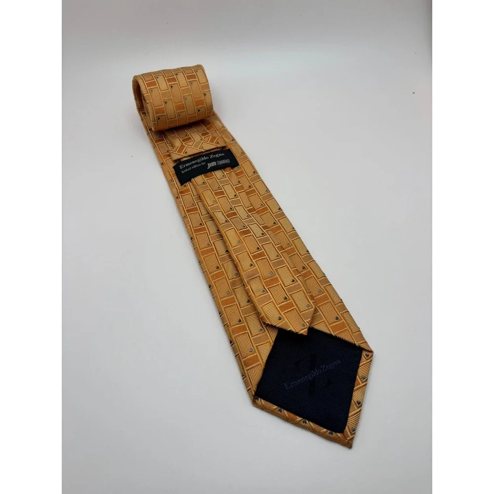 Ermenegildo Zegna Silk Tie Orange Geometric Limited Edition JIII 2006